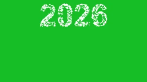 2026 with white glitter sparkles effect on green screen background Stock Footage 322784398
