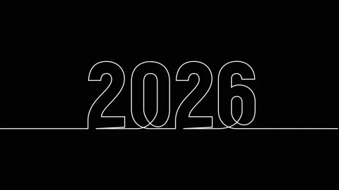 2026 year continuous single one line art drawing animation numbers video Stock Footage 313395651