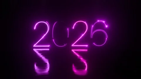 2026 year countdown number glowing in dark Stock Footage 320614427