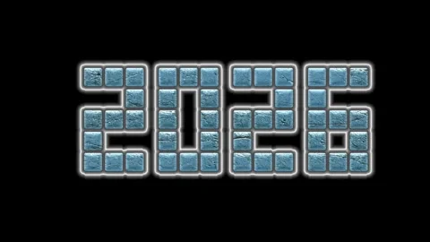 2026 Year Metallic Block Text Animation Clip Stockbeeldmateriaal 331720680