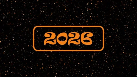 2026 year motion graphic animation with a dynamic orange text appearing in .. 動画素材 331571932