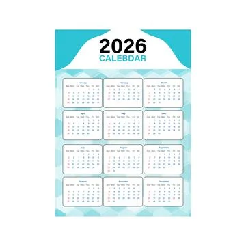 2026 yearly calendar Stock Illustration