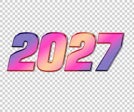 2027 3D Gradient Numbers with Colorful Glossy Effect Isolated Background 스톡 일러스트