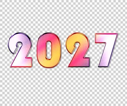2027 3D Gradient Numbers with Colorful Glossy Effect Isolated Background Stock Illustration