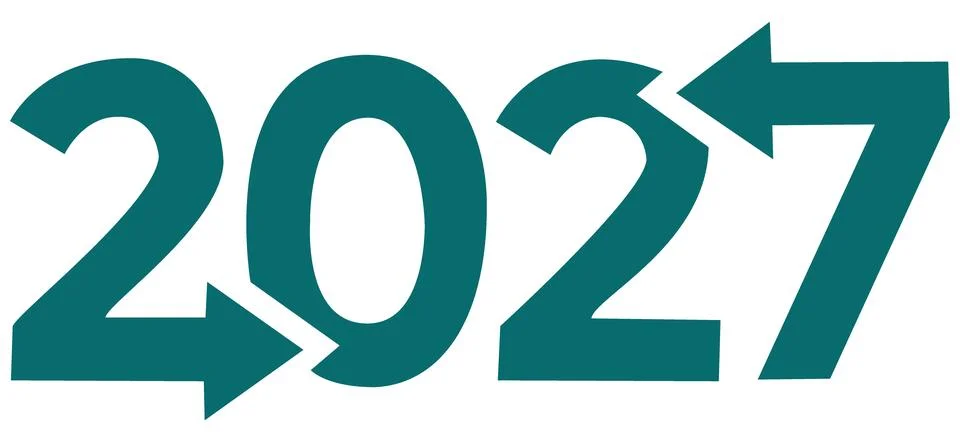 2027 arrows recycling loop logo vector Stock Illustration