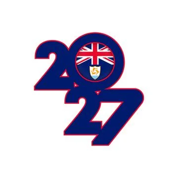 2027 banner with Anguilla flag inside. イラスト素材