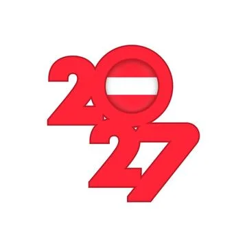 2027 banner with Austria flag inside. Stock Illustration