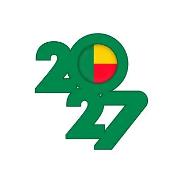 2027 banner with Benin flag inside. Stock Illustration
