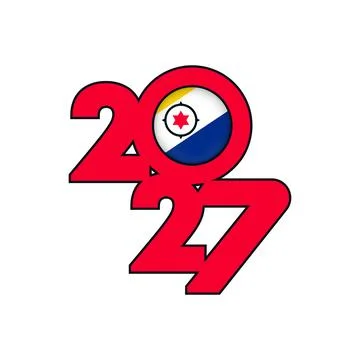 2027 banner with Bonaire flag inside. Stock Illustration