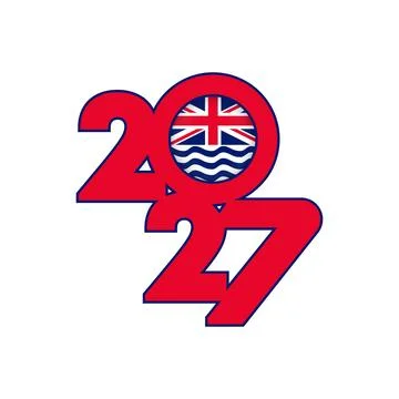 2027 banner with British Indian Ocean Territory flag inside. Stock Illustration
