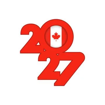 2027 banner with Canada flag inside. Stock-Illustration