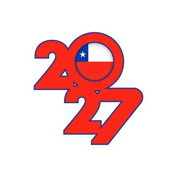 2027 banner with Chile flag inside. Stock Illustration