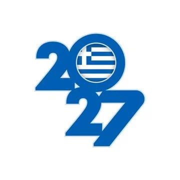 2027 banner with Greece flag inside. Stock Illustration