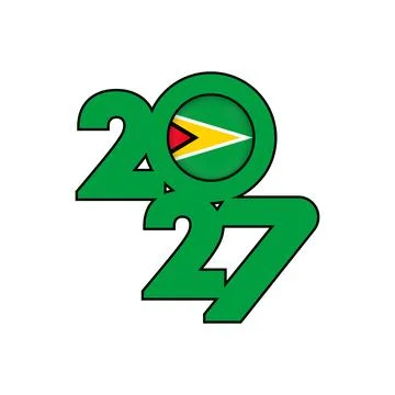 2027 banner with Guyana flag inside. Stock-Illustration