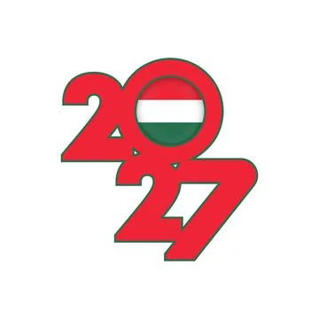 2027 banner with Hungary flag inside. Stock-Illustration