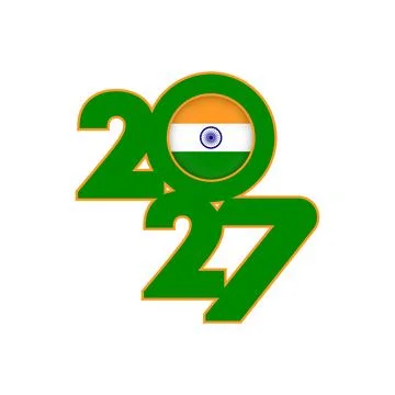 2027 banner with India flag inside. Stock-Illustration