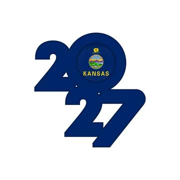 2027 banner with Kansas flag inside. Stock Illustration
