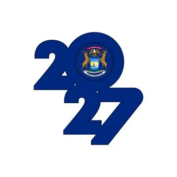 2027 banner with Michigan flag inside. Stock Illustration