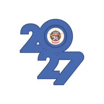 2027 banner with Minnesota flag inside. Stock Illustration