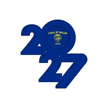 2027 banner with Oregon State flag inside. Stock Illustration