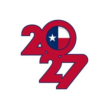 2027 banner with Texas State flag inside. Stock Illustration