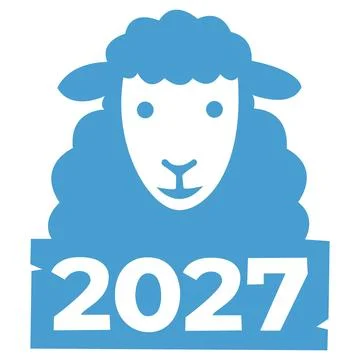 2027 blue sheep looking forward vector icon Stock Illustration