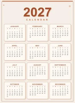2027 Calendar Printable Year Planner, Monthly Schedule Organizer Stock Illustration