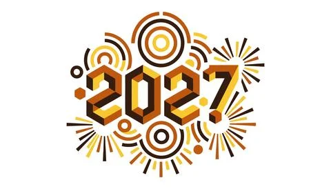 2027 celebration vector design with fireworks Stock Illustration