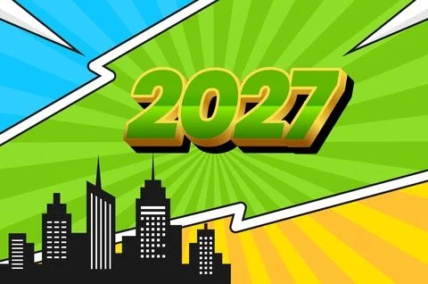 2027 Comic pop style background design Stock Illustration