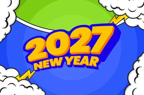 2027 Comic pop style background design Stock Illustration