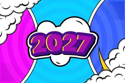 2027 Comic pop style background design Stock Illustration