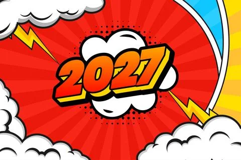 2027 Comic pop style background design Stock Illustration
