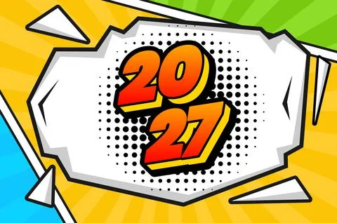 2027 Comic pop style background design Stock Illustration
