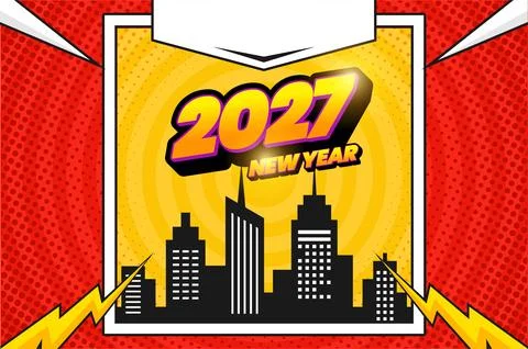 2027 Comic pop style background design Stock Illustration