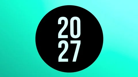 2027 concept text, number on a turquoise ball design,3D render, animation Stock Footage 337048368