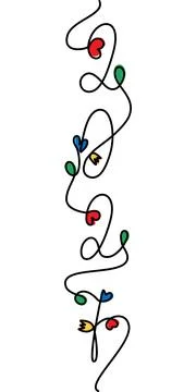 2027 Continuous line design with loops decorative hearts shape and tulips and 스톡 일러스트