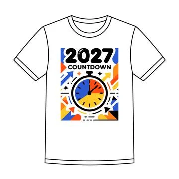 2027 countdown new year concept graphic t shirt design with t shirt, countdow Stock Illustration