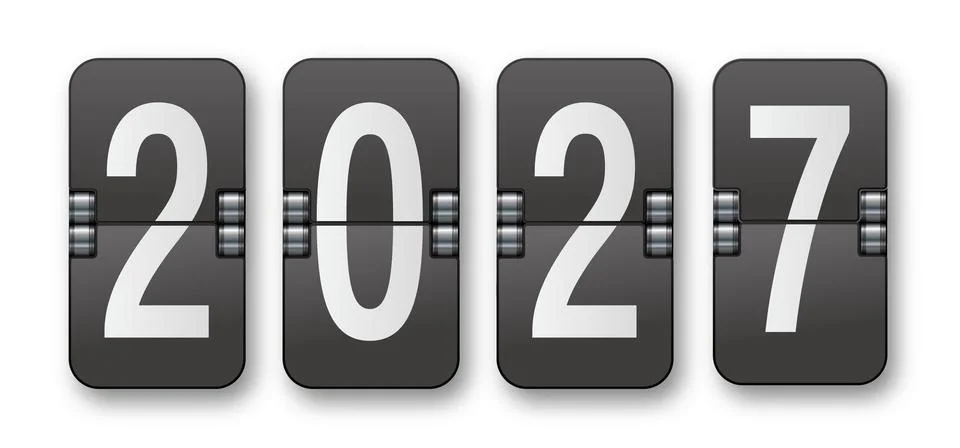 2027 Countdown timer with different numbers isolated on background. Clock Stock Illustration