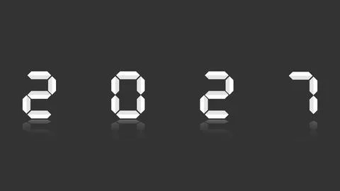 2027 Digital Display Numbers on Dark Background. Stock Illustration