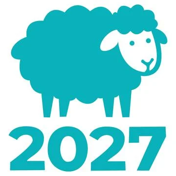 2027 fluffy sheep flat vector icon Stock Illustration