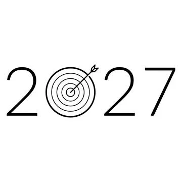 2027 Goal Target Concept Typography with Bullseye Arrow Vector Stock Illustration