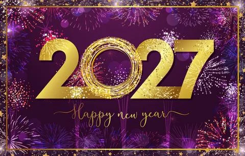2027 gold glitters 3 D wish card 스톡 일러스트