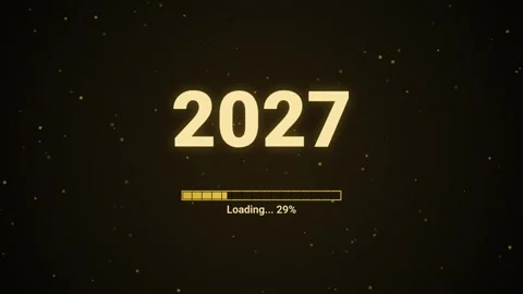 2027 golden year loading screen with sparkling particles animation Stock Footage 346643320