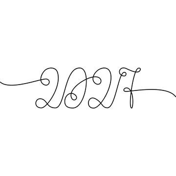 2027 Hand lettering date one continuous line. Isolated Christmas or New Year Illustrazione stock