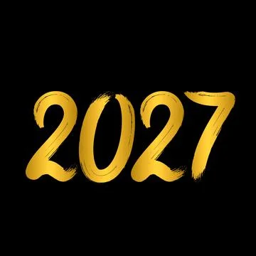 2027 Hand written numbers with brush. Calligraphy lettering for New Year. H.. Stock Illustration
