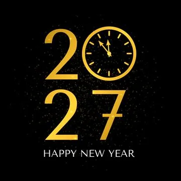 2027 Happy New Year with clock typography poster. Vector template for banne.. イラスト素材