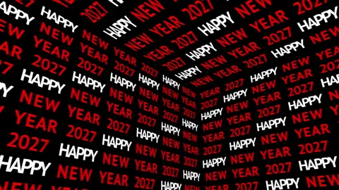 2027 Happy New Year Rotating Text Room Animation Loop Background 스톡 동영상 344395699