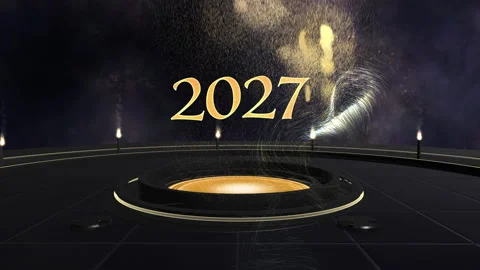 2027 Happy New Year Sci Fi Space Animation 스톡 동영상 345163395