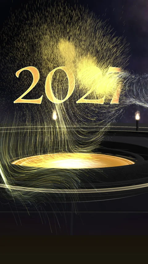 2027 Happy New Year Sci Fi Space Animation Vertical Video 스톡 동영상 345165086