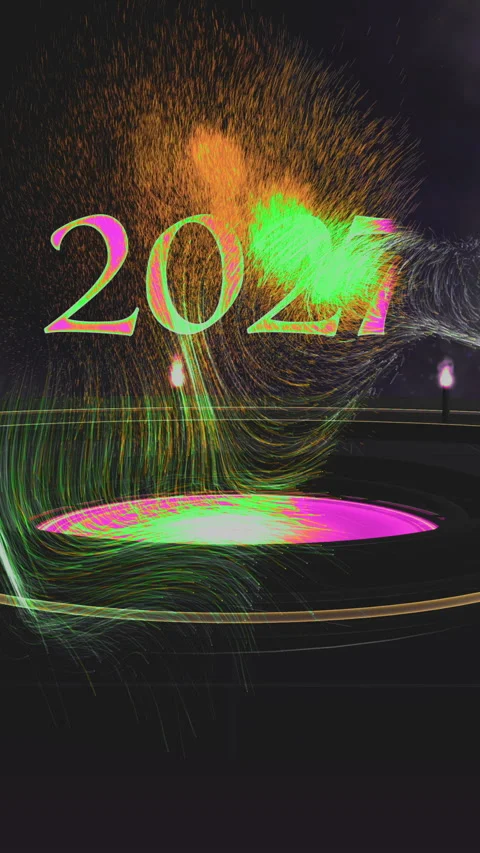 2027 Happy New Year Sci Fi Space Animation Vertical Video 스톡 동영상 345834094